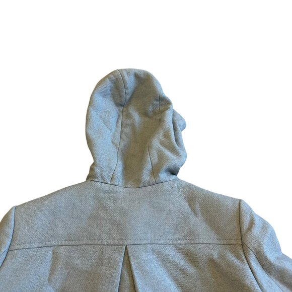 ba&sh Cotton Wool Blend Toggle Coat Jacket Waist-Length Blue Hooded Size 8 Women - Picture 7 of 12